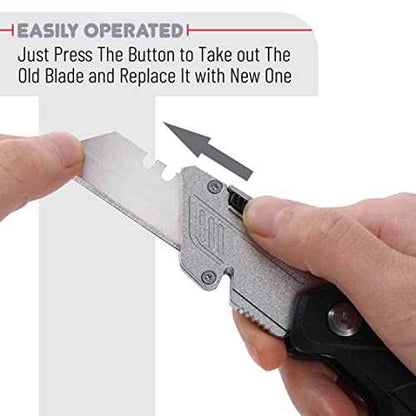 Bates Box Cutter - Folding Utility Knife With 3 Extra Blades, Retractable