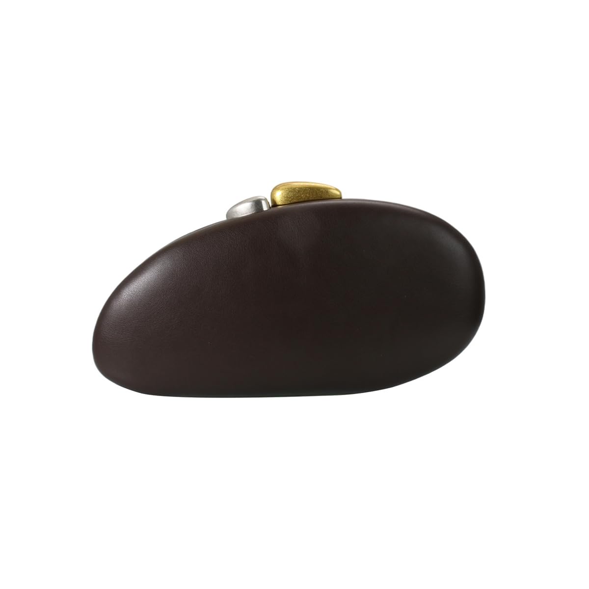 DKQXEIM Women Trendy Faux Leather Shell Evening Bag Metallic Closure Vegan Clutch Chain Strap Crossbody Bag for Casual Party Brown