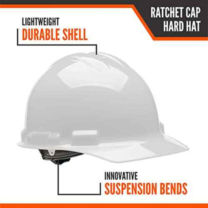 Malta Dynamics Hard Hat ? Cap-Style Construction and Safety Hard Hats for Men and Women, 4 Pt. Hard Hat Suspension System, OSHA & ANSI Compliant, Made in The USA (2 Pack, White)