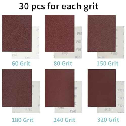 1/4 Sheet Sandpaper 5.5" x 4.5" Hook and Loop Sandpaper 60 Grit Sandpaper for Palm Sander 30 PCS Aluminum Oxide Sanding Sheets Hand Sanding Blocks for Metal, Woodworking and Polishing (60 grit)