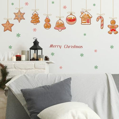 Christmas Wall Decals for Bedroom Hanging Christmas Tree Snowflake Gift Wall Stickers for Living Room Window Decor Removable Art Mural for Kids Baby Gift Nursery Door Decor Supplies (Style2)