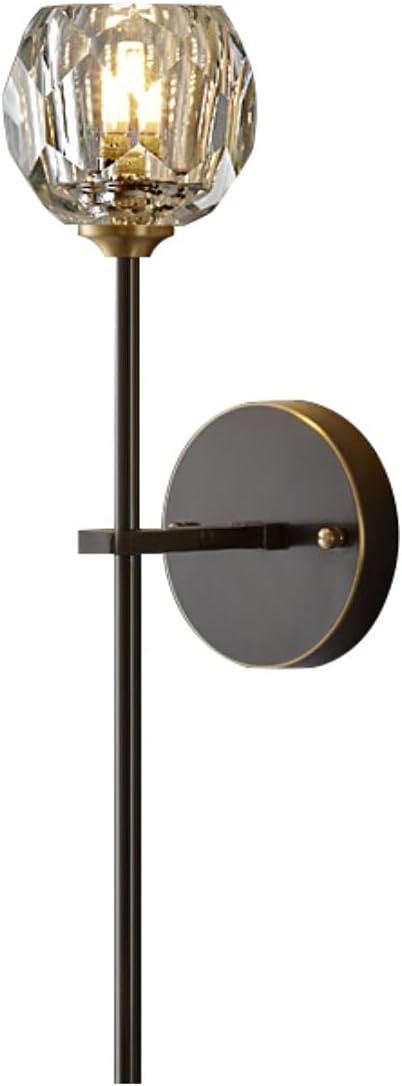 BOKT Postmodern K9 Crystal Wall Lamp Simple Modern Creative Wall Sconces Black Finish Plus Long Diamond Wall Lighting Fixtures for Living Room Dining Room Corridor Bedroom (1Pack)