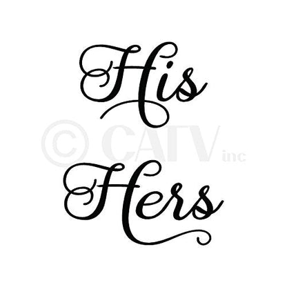His and Hers Vinyl Lettering Wall Decal Stickers (3.5" H x 5" L, 3.5" H x 6.5" L, Black)