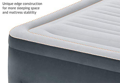 Intex 64417ED 22in Queen Dura-Beam Comfort Plush High-Rise Inflatable Air Mattress with Built in Pump for Travel and Camping, 600lb Weight Capacity