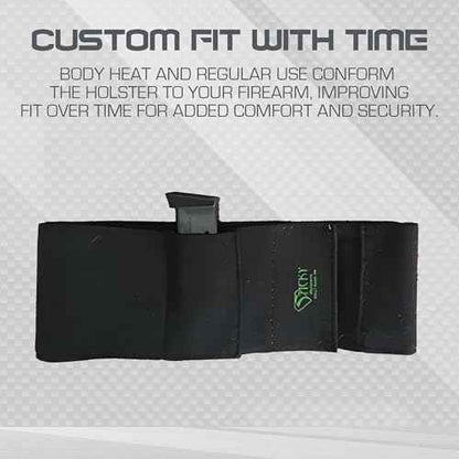 Sticky Holsters Gun Belly Band Holster for Men & Women ? Concealed Carry Holster Waistband for Pistols ? Soft, Comfortable Elastic with Hook and Loop Closure ? Non-Slip Design, Large, Black
