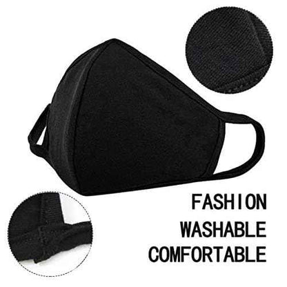CMTK Unisex Anti Dust Face Mouth Mask Black Cloth Cotton Face Mask Washable Reusable - Protection from Dust Pollen Pet Dander
