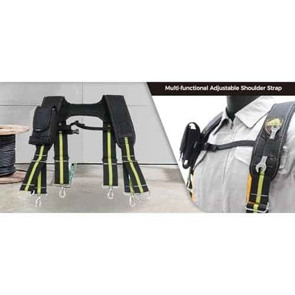 ZAKCO SSP424 Adjustable H Style Tool Belt Suspender. Tool Belt Padded Harness. Tool Belt Shoulder Straps. 1680D Polyester & Breathable. 4 Way Adjustable, Full, Black
