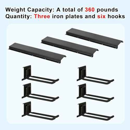 Garage Tool Organizer Wall Mount 48in- 6 Heavy Duty Hooks,360lbs Capacity, Garage Organization & Storage Rack for Broom, Rake & Snow Equipment - Tool Organizer & Men¡¯s Gift Choice