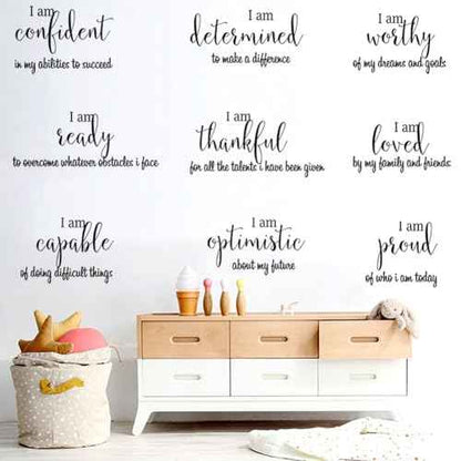 9 Pieces Inspirational Decals Black Motivational Wall Sticker Vinyl Wall Quotes Stickers Wall Art Stickers Peel and Stick Wall Decals for Girl Boy Bedroom Living Room