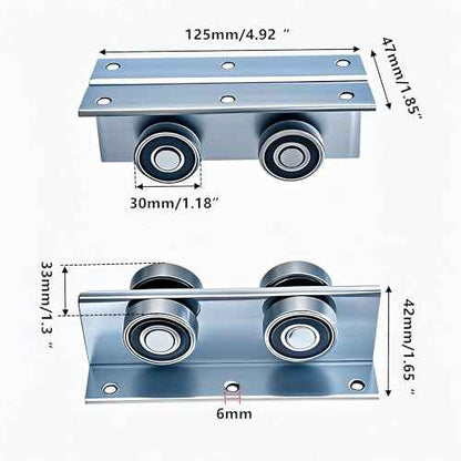 4 Wheel Heavy Duty Trolley Assembly Roller for Barn Doors or Shed Sliding Doors, Compatible with 1-5/8" Wide or All 1-5/8" or Taller Strut Channel (4 Packs)
