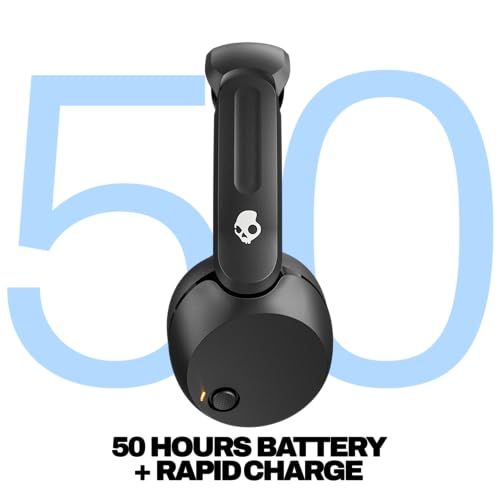 Skullcandy Icon 180 Wireless On-Ear Bluetooth Headphones, Up to 50 Hours Battery, Lightweight and Travel Ready, Secure Fit, Sweat and Water Resistant, Microphone iPhone Android - True Black
