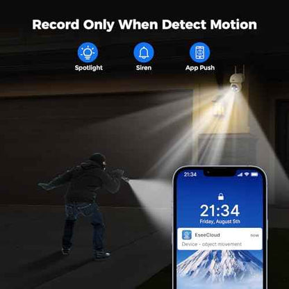 Hiseeu Solar Wireless Security Camera, 2.4G WiFi, Full HD Night Vision, Pan-Tilt Control, Smart Motion Detection, Two-Way Audio, IP66 Waterproof, 100% Wireless Camera Ideal for Home & Business