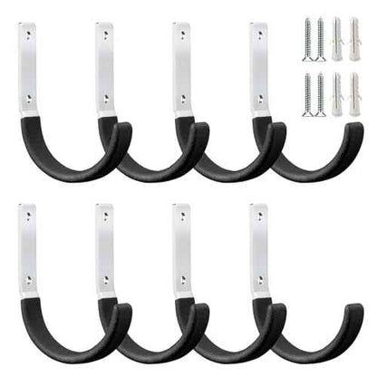 Heavy Duty Steel Garage Hooks,Garage Storage Utility Hooks,Heavy Duty Garage Garden Tool Organizer,Steel Wall Mount Hooks, Garden Hose Hanger, Small U Hooks (Black 8 Pack)