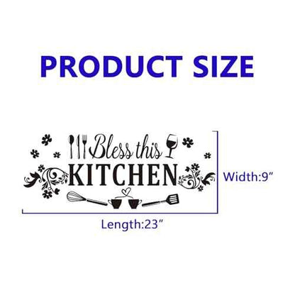 Family Quotes Wall Stickers for Kitchen: Inspirational Home Vinyl Art Wall Decals for Dining Room Living Room Pantry - Bless This Kitchen 23" X 9"