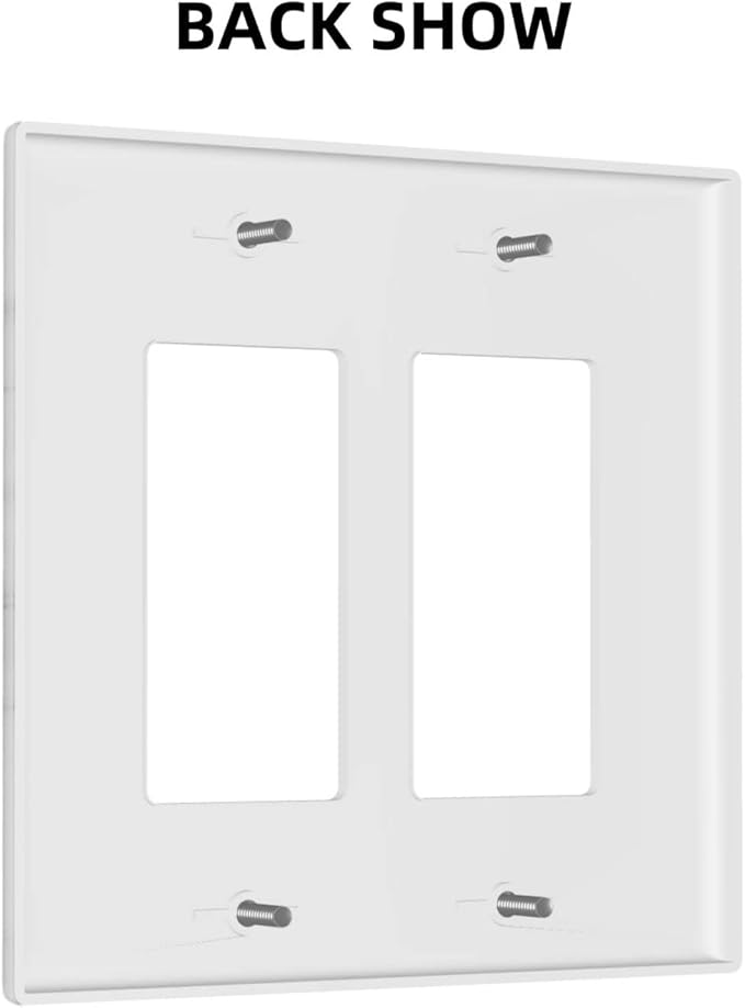 White Marble Pattern Wall Plate Decorative Double Rocker Outlet Light Switch Cover 2-Gang Decorator Art Print Faceplate for Bedroom Kitchen Kids Room Decor 4.6" X 4.5"