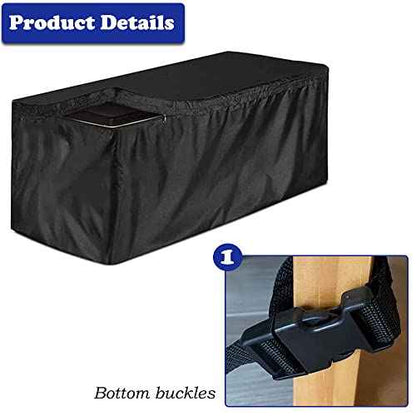 Deck Box Cover Heavy Duty Waterproof Outdoor Ottoman Bench Cover for Keter Large Deck Boxes Rectangular Storage Box Cover with Drawstring and Zipper (62x32x28in)