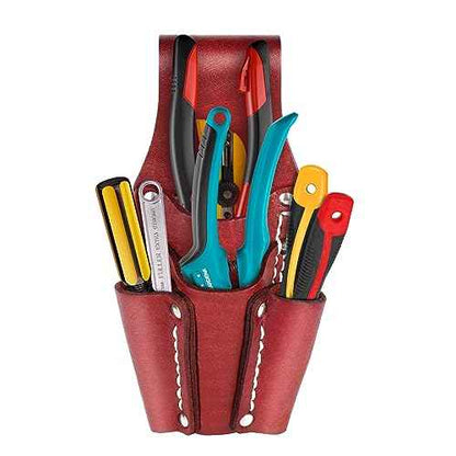 Leather Tool Pouch, Leather Electrician Tool Pouch with 4 Pockets, Heavy Duty and Durable, for Any Electrician/Welders, Carpenters, Car Repairers, Brown