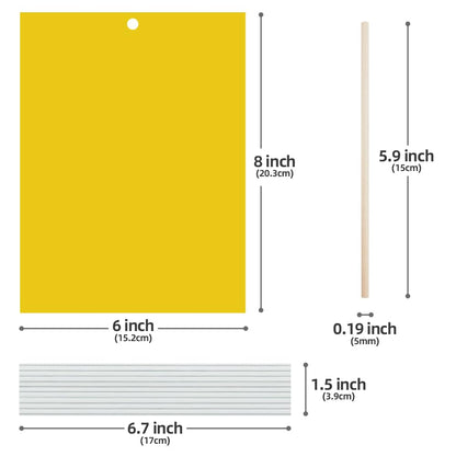 Kensizer 50-Pack Fruit Fly Trap, Yellow Sticky Gnat Traps Killer for Indoor/Outdoor Flying Plant Insect Like Fungus Gnats, Whiteflies, Aphids, Leaf Miners - 6x8 in, Twist Ties Included
