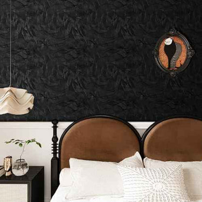 VaryPaper Modern Textured Black Wallpaper Peel and Stick Spiral Circle Geometric Wallpaper for Bedroom Bathroom Removable Self Adhesive Vinyl Black Contact Paper for Walls Cabinets 15.7''x78.7''