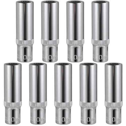 9-Piece 10mm Deep Sockets, 1/4-Inch Drive, 6-Point, Corrosion Resistance, Compatible with Standard Ratchet Wrenches and Tools