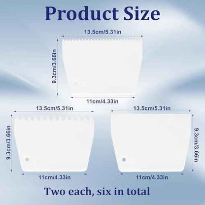 6 Pcs Glue Spreader, Reusable Adhesive Spreader 3 Different Types Notched Plastic Glue Applicator Kits for Applying Glues Epoxy PET Putty(White)