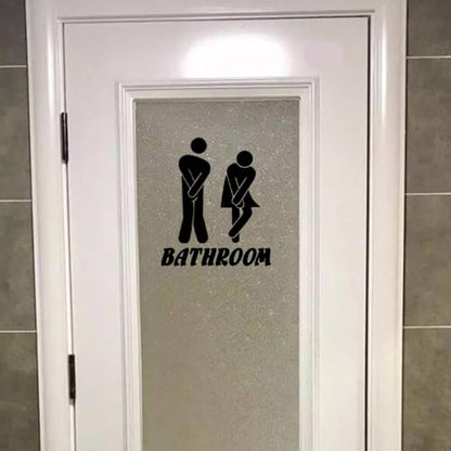 Bathroom Door Signs Wall stickers,Funny Restroom Sign Sticker, Cute Men and Women Bathroom Signs PVC Stickers, Small Bathroom Decorative Signage£¬Mens and Womens Bathroom Sign for Business (Black)