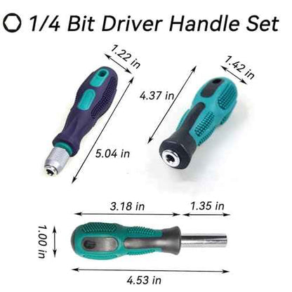 3-Piece 1/4 Hex Screwdriver Bit Holder Handle Set with Quick Change, Magnetic, and Direct Insertion Handles