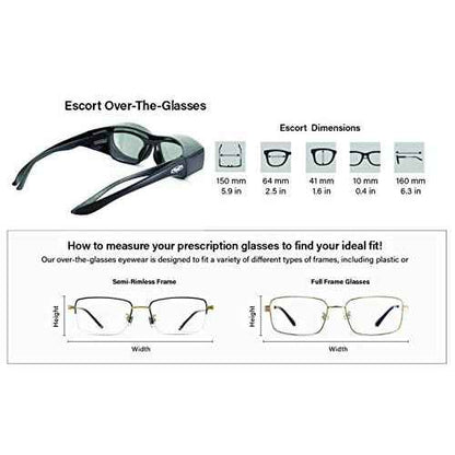 Global Vision Escort Safety Fit Over Glasses, Black Frame (3 Pack - 1 Clear Lens, 1 Smoke Lens, 1 Yellow Lens)
