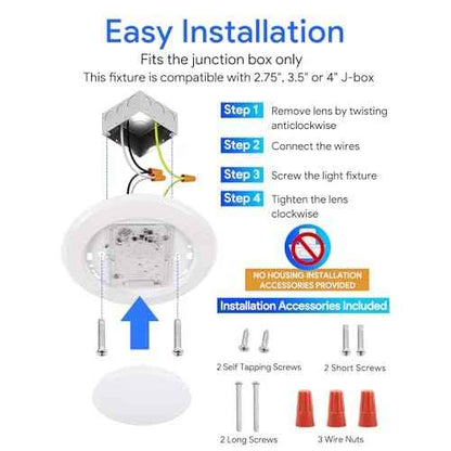 6 Pack 6 Inch LED Disk Light, Dimmable Flush Mount Ceiling Lights, Daylight 5000K, 15W 1100LM, CRI 90+, Low Profile Surface Mount Ceiling Disc Light, Wet Rated, Installs into Junction Box, ETL & FCC