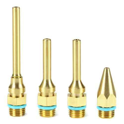 QWORK 4Pcs Pure Copper Glue Gun Nozzle Set - Glue Gun Nozzle Assortment Set, Gluegun Tips Replacement for Hot Melting Glue Guns Bore, 2.0x(34/50/70/100mm)+3.0x50mm