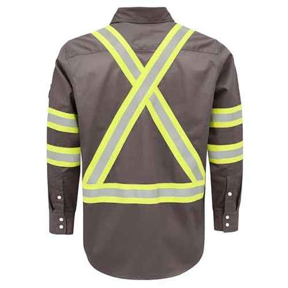 BOCOMAL FR Shirts High Visibility/Hi Vis Flame Resistant/Fire Retardant Shirt 7.5oz Men's Reflective Shirts