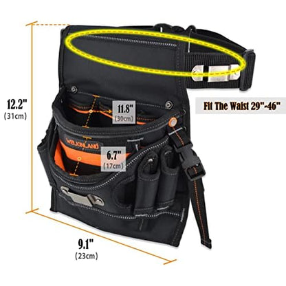 WELKINLAND 10-Pockets Electrician Tool Pouch with Belt Clip, Electricians Tool Pouches Bag, Tool Pouches, Electricians Tool Belt,Electrician Tool Belt