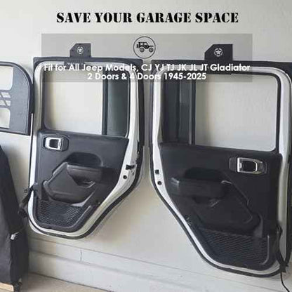 Jeep Door Hangers for Gagage Wall, 2pcs Door Storage Rack with Star Totem Compatible with Jeep Wrangler JK JKU TJ JL JLU JT Gladiator 2 Doors 4 Doors from 1945-2024 Ford Bronco