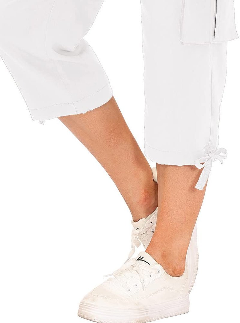 MoFiz Hiking Cargo Shorts for Women Outdoor Quick Dry Athletic Shorts for Boating Camping with Pockets White