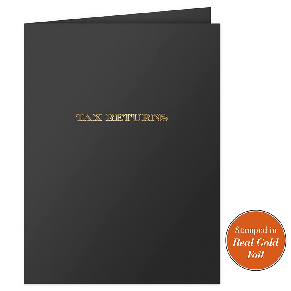 The Gallery Collection, 25 Count, Black, Tax Return Pocket Folders, Gold Foil Stamped, for Tax Professionals (9 x 12)