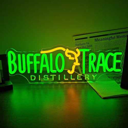 Buffalo Neon Sign Trace Distillery Whiskey Neon Lights for Bedroom Home Business Club Pub Neon Bar Sign for Man Cave Light up Sign for Wall Decor Gift