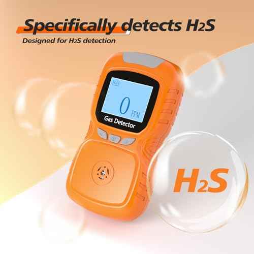 Clip Single Gas H2S Monitor, H2S Monitor Digital H2S Monitor, Clip-on 0~100ppm H2S Gas Detector with Voice, Vibration, Red Indicator Alarms,for Various Working environments