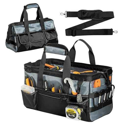 Heavy Duty Tool Bag 15.5-Inch, 16-Pocket Portable Empty Tool Box Organizer Storage, Toolbox Organization, 1680Dwaterproof Oxford cloth .Soft Handle Carrying Toolbag with Large Zipper.