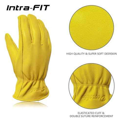 General Work Gloves, Deerskin Construction Gloves,Soft, Improved Dexterity