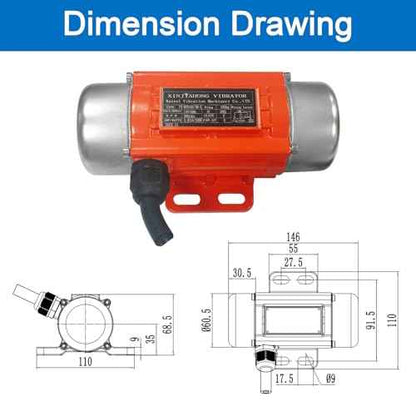 Concrete Vibrator Vibration Motor Single Phase AC 110V 3600RPM Vibrating Motor With Power Plug for Shaker Table (30 Watts)