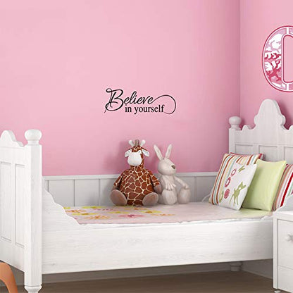 Believe in Yourself Vinyl Wall Decal Inspirational Wall Phrase Positive Motto Handwriting Art Letters Home Decor