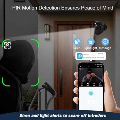 Rraycom 2Pack 5G/2.4G WiFi Security Cameras Wireless Outdoor, 2K Battery Powered Cameras for Home Security with AI Motion Detection, Color Night Vision, Siren, 2-Way-Audio, Works/Alexa,Waterproof
