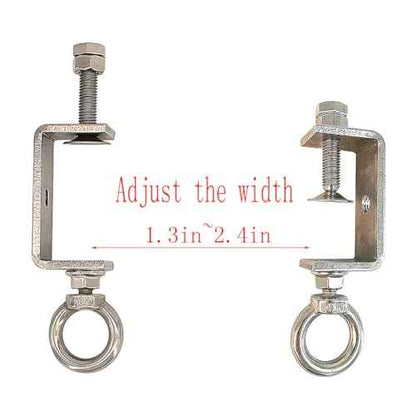 CHENGLONG 4Pcs Pipe Clamp Hooks; Metal Beam Clamp Hanger; 2Inch C Clamp Hook; Stainless Steel; Silver; Lockable Width 1.32"2.4"; Supports Up to 100 Pounds
