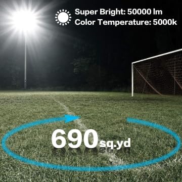 MORSEN 500W Flood Light Outdoor Plug in - 50000LM 5000K LED Flood Light, IP66 Waterproof, UL Listed Daylight Security Lights for Garden, Yard, Garage, Stadium, 2 Pack