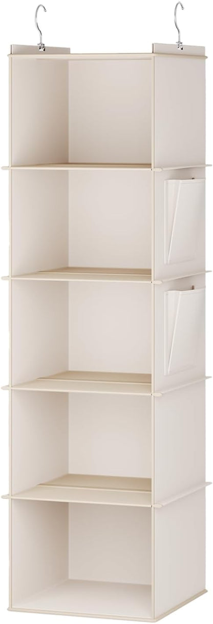 YOUDENOVA Hanging Closet Organizer, 5-Shelf Closet Hanging Storage Shelves