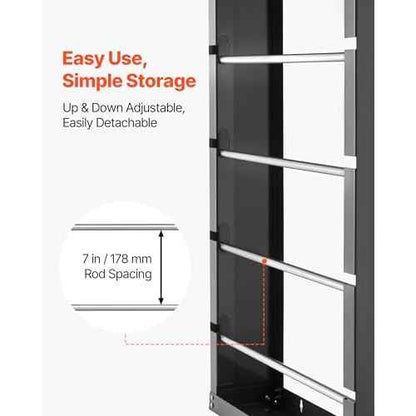 VEVOR Wire Spool Rack, 4 Adjustable Rods, Cold-Rolled Steel Wire Spool Holder Wall Mounted for Multi-Spools, Wiring Storage, 150 lbs Capacity Cable Dispenser, for Electrical Industrial Retail Use