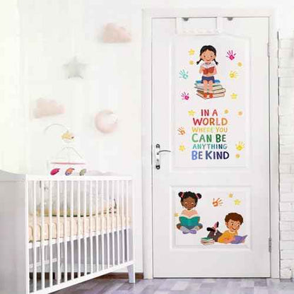Yovkky Reading Kids Equality Inspirational Wall Decals Stickers, Positive Quote Book Neutral Toddler Nursery Classroom Decor, Diversity Home Decorations School Library Playroom Girls Boys Bedroom Art