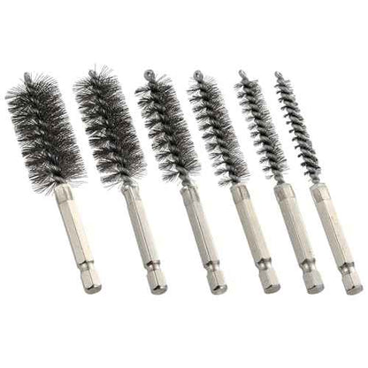 MAXAMN Wire Brush for Drill 6 Pcs, Bore Brush Set 6 Size, Drill Brush, Wire Brushes for Cleaning, Drill Brush Attachments with 1/4" Hex Shank and Twisted Stainless Steel Bristles for Power Drill