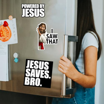 Pack 11 Pcs Christian Jesus I Saw That Sticker for Cars Vehicles Trucks Laptops Cute Funny Sayings Bumper Stickers Reusable Removable Vinyl Wall Decals Car Exterior Accessories