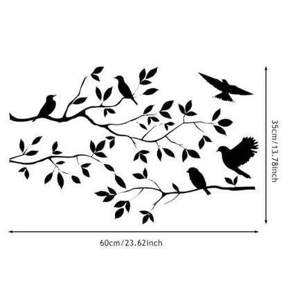 Bird Tree Branch Wall Sticker Decal Black Vinyl Wall Art Decor Peel and Stick Living Room Home Decoration